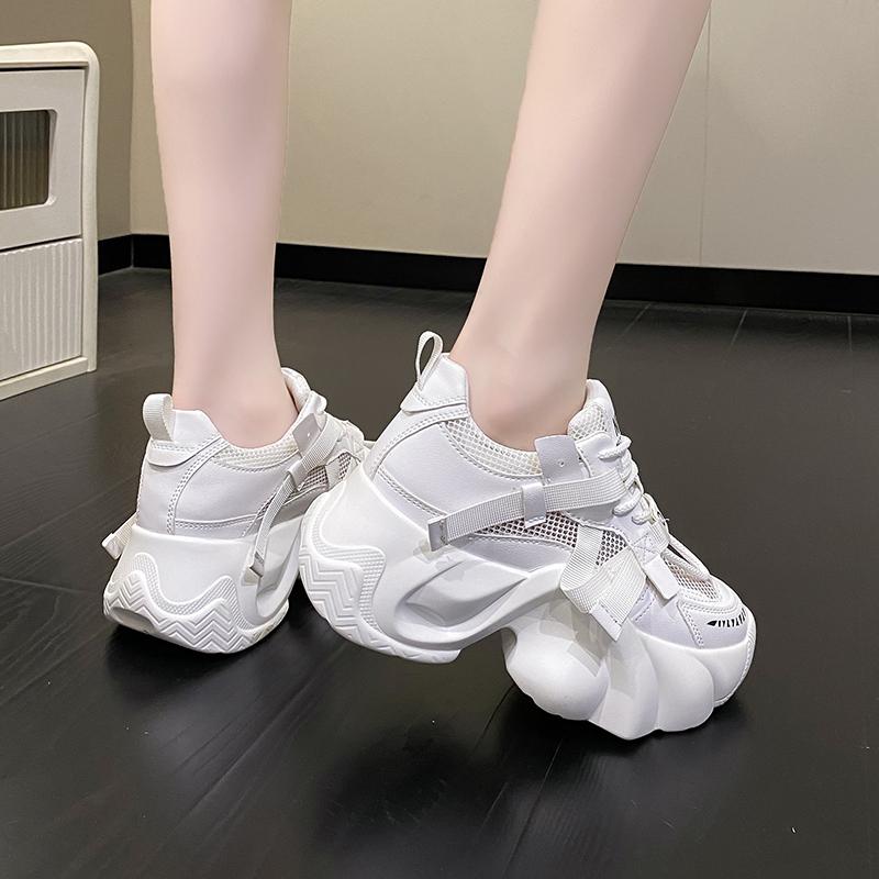 Fashion New Fashion Summer Women's Platform Sneakers Thick Bottom Breathable Mesh Casual Shoes 7.5CM High Heel Sports Dad Shoes Woman