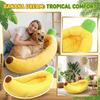 Banana Shaped Pet Bed Soft Plush Dog Sofa Comfortable Small Medium Size Washable Removable Cushion Pet Sleeping Mat