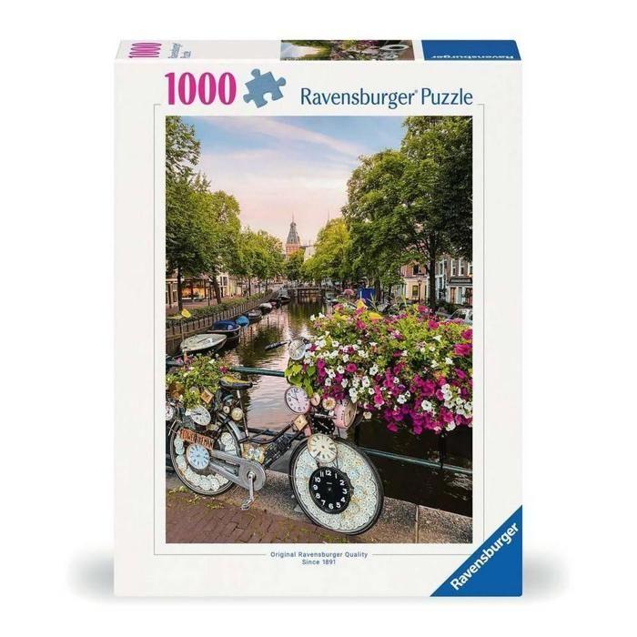 Puzzle - RAVENSBURGER - 1000 pièces - Vélo et fleurs à Amsterdam - 14 ans et plus - Relaxation et détente