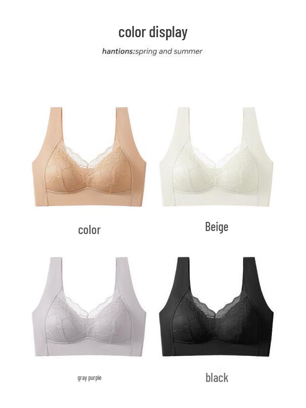 

2026 Кружевной Роскошный Бесшовный Бюстгальтер на Спине, Тонкая Чашка для Большой Груди, Минимизирующий и Дышащий Бюстгальтер-Топ для Женщин XXL (120-140 jin) серый/фиолетовый