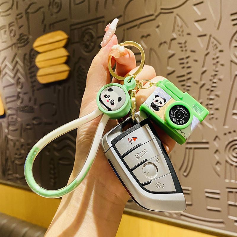 Camera Playful Panda Keychain With Lightup Sound Adorable Cartoon Style Gift