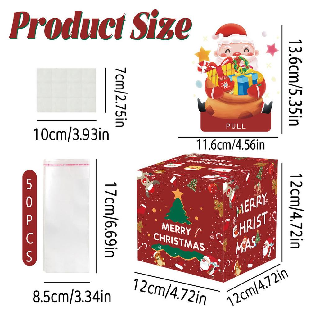 Claus Red Santa Pattern Paper Gift Box Christmas Decoration Atmosphere Prop