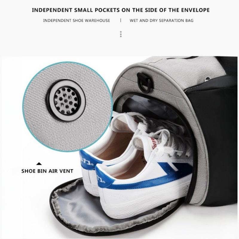Trendy Portable Outdoor Sport Travel Bag Practical Independent Shoe Pocket Duffel Bag Dry-wet Separation Luggage Bag Cylindrical Touring Business Pack