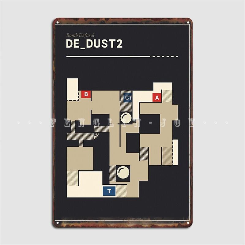 

Counter-Strike De_Dust2 З Білим Контуром Металева Табличка Постер Картина Декор Кінотеатру Вітальні Кухні Бляшаний Знак Постер 30x40cm(11.8x15.7inch)