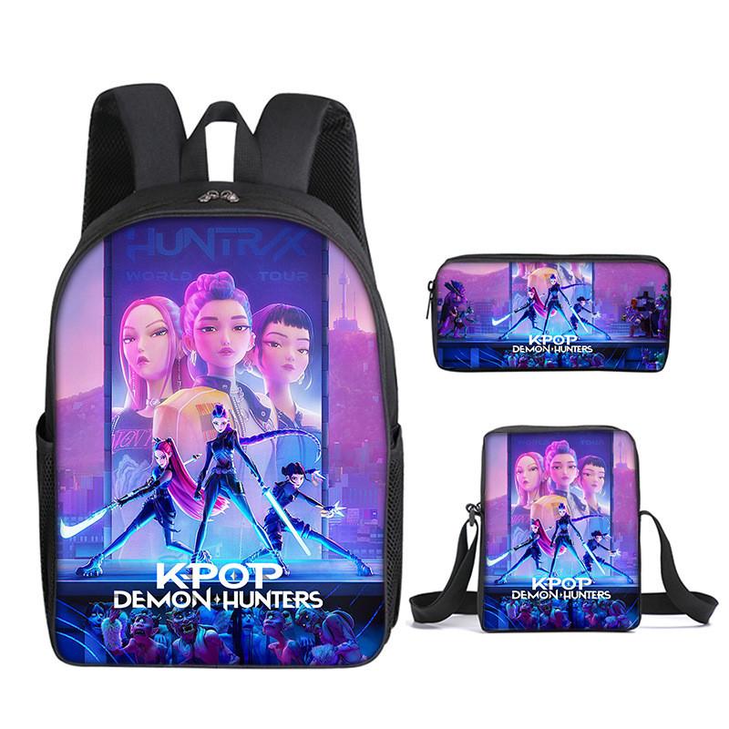 Kpop Demon Hunters School Backpack Set With Oxford Fabric And Air Cushion Straps For Students