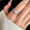 Opening Pleated Heart-shaped Ring Copper Love Heart Vintage Crystal Love Ring Trendy Zircon Opening Finger Ring