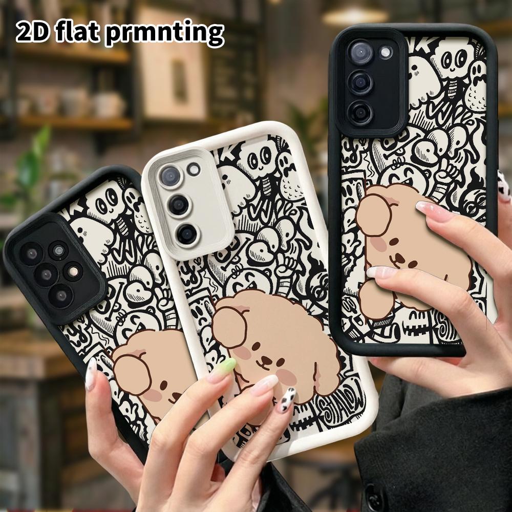 Phone Case: 2D Flat Samsung Galaxy A34 A35 M05 M06 S20 S22 S21 FE Plus 5G Protective Case, Light Pink Puppy, Christmas and Halloween Gift