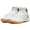 Puma Playmaker Pro Biqueira Redonda Cadarço Absorção de Choque Antiderrapante Cano Médio Tênis de Basquete Masculino Tênis Branco Cinza 379019-01