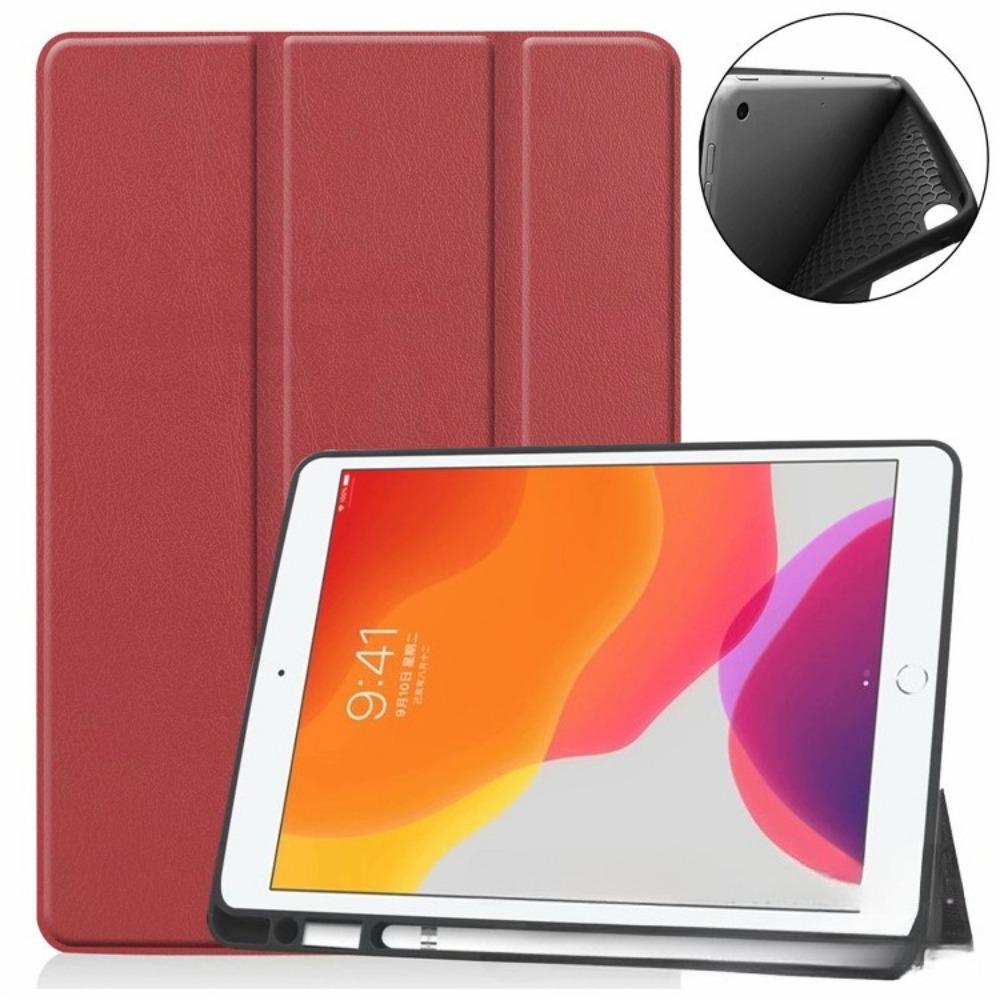 Dreifach gefaltete Lederhülle für iPad Mini 7 mit Apple Pencil-Schlitz Auto Sleep/Wake Cover