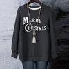 Ladies' Christmas Printed Round Neck Long Sleeved T-shirt Sweatshirt Top