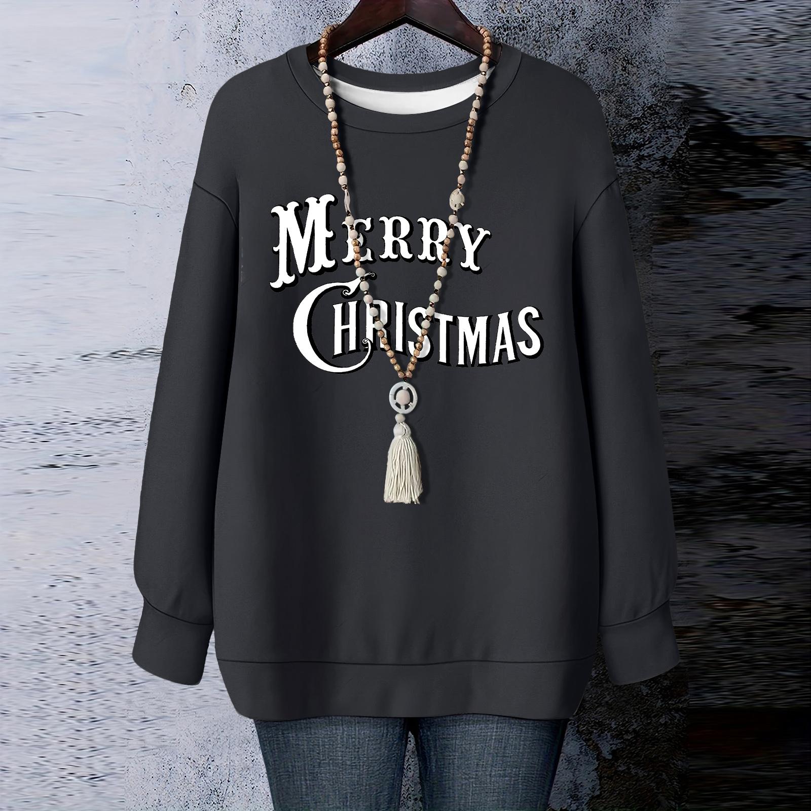 

Женская рождественская футболка с круглым вырезом и длинными рукавами L чёрный