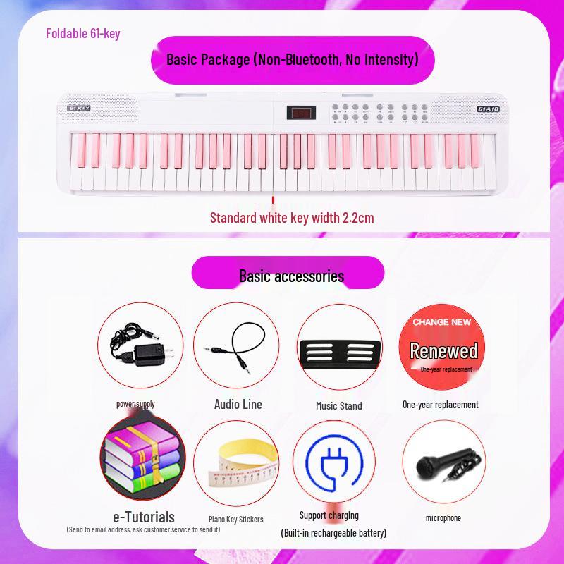 Rechargeable 88-Key Foldable Digital Piano: Bluetooth & MIDI, Perfect for Beginners & Kids