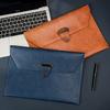 Handheld File Folder Leather Folder Document Storage Bag Leather Laptop Sleeve Leather Buckle Lock for Office Travel