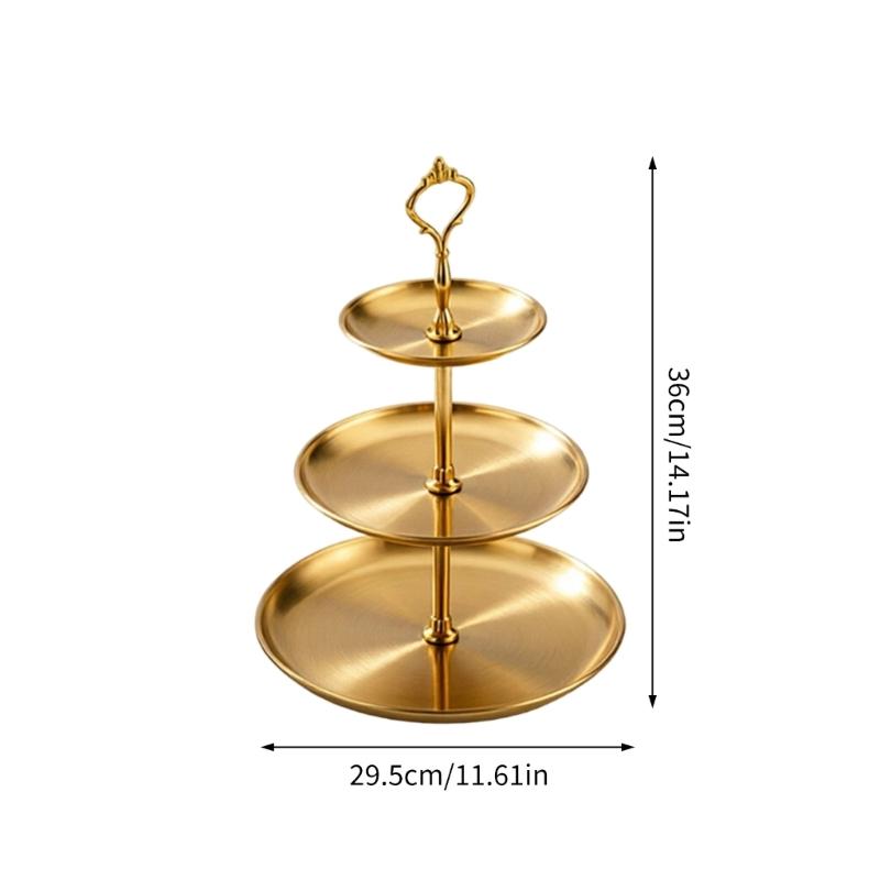 3 Tiers Metal Dessert Platters With Stable Base Display Stands Serving Tray For Wedding Receptions And Home Use