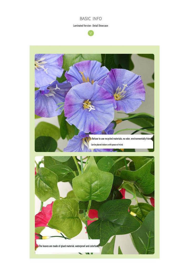 High-Quality Morning Glory Wall Hanging Vine - Artificial Green Plant Decoration for Living Room