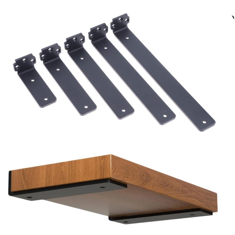 1 Set 5Mm Thicked Invisible L-Shaped Brackets Heavy Duty Cast Iron Floating Shelf Brackets For Kitchen Shelves Support