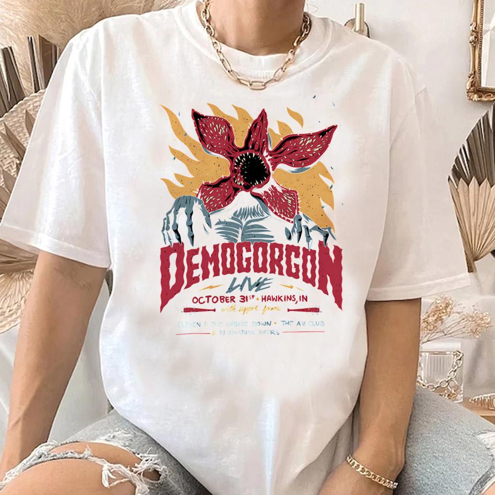 

Hot Tv Movie T-shirt Women The Demogorgon T Shirt Short Sleeve Unisex Tops Tshirt Cannibal Flower Streetwear M