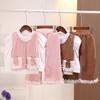 Girls Autumn Fashion Corduroy Vest Long Sleeve Three Piece Set Stylish Kids Outfit