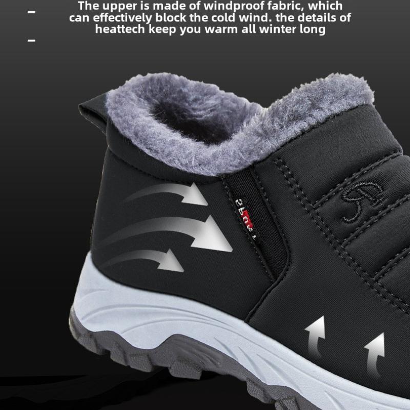 Women's Fleece Lined Snow Boots, Winter Men Warm Waterproof Slip on Ankle Boots, Thermal Outdoor Short Boots