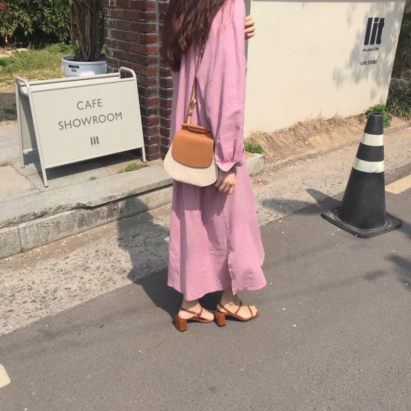 588 Korean Long Loose Cotton-Linen Shirt Dress - Plus Size, 2025 Spring Collection