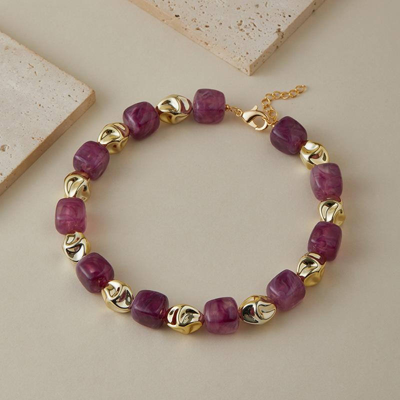 Colar Pulseira de Contas Irregulares em Acrílico para Mulheres Bangle Geométrico Bohemia Feito à Mão Acessórios de Joias para Casal