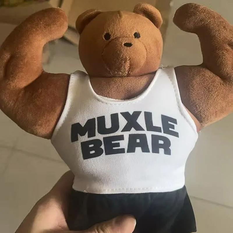Graadse Spier Gym Beer Pluche Speelgoed Squishy Gevuld Bodybuilding Teddybeer Pop Perfect Verjaardagscadeau Voor Jongens Meisjes Sportschool Liefhebbers 36cm