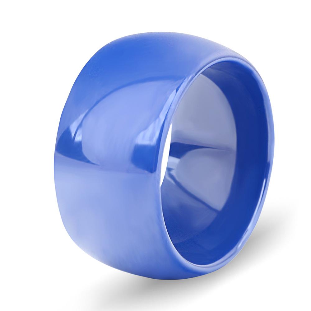 Blau-weißer Keramik-Mode-Ring, 11MM Vielseitig, Schlichtes Design für Damen Size 8 blau