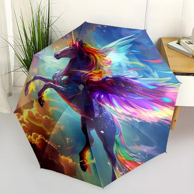Einhorn, Fantasy- Automatischer Regenschirm, Geeignet für Männer und Frauen, Geeignet für Geburtstage, Weihnachten, Geschenke für Modefans0926b