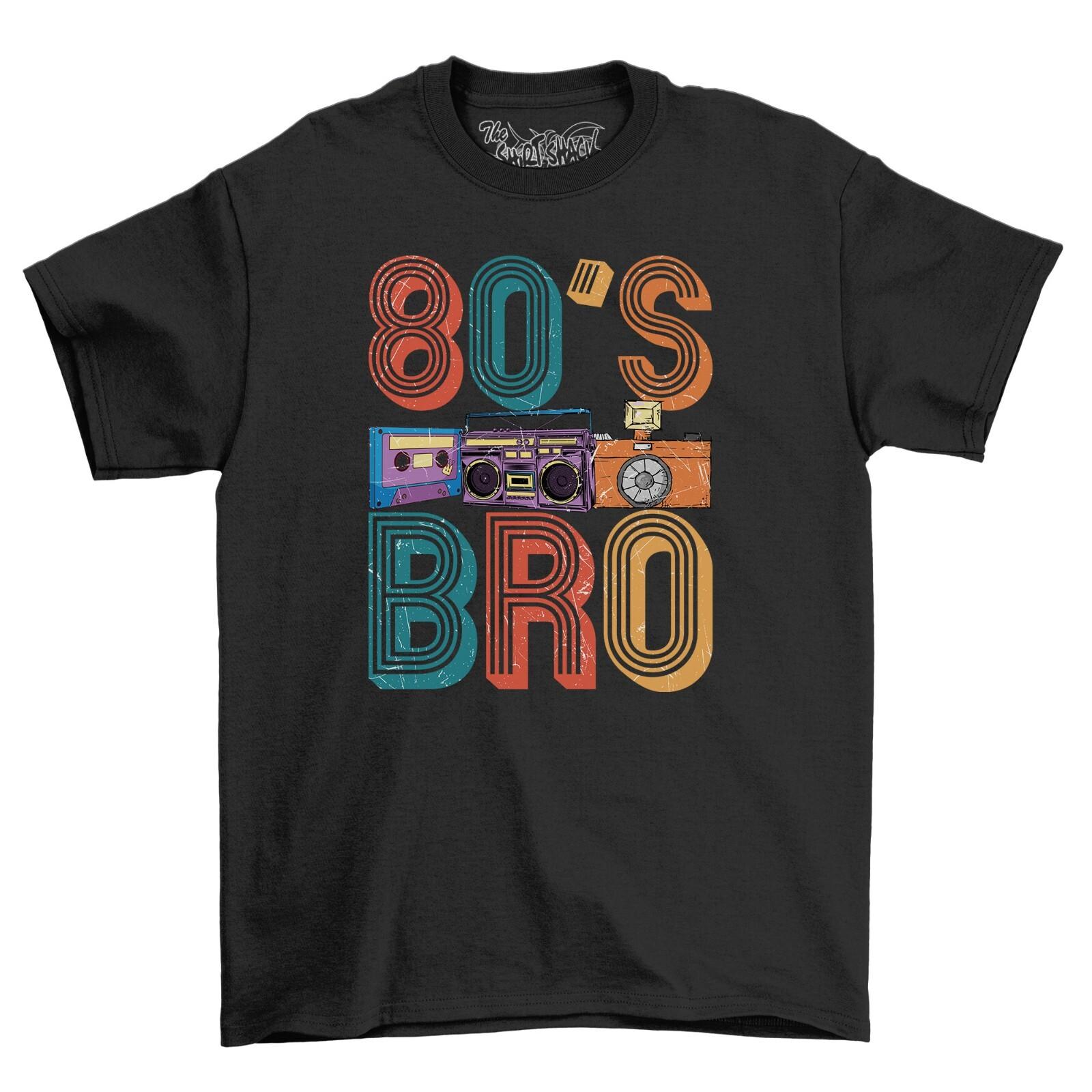 

The ShirtShack 80 s BRO Men s Funny T-Shirt Mens Womens Tees Top 100% Cotton Black Unisex Shirt 3XL