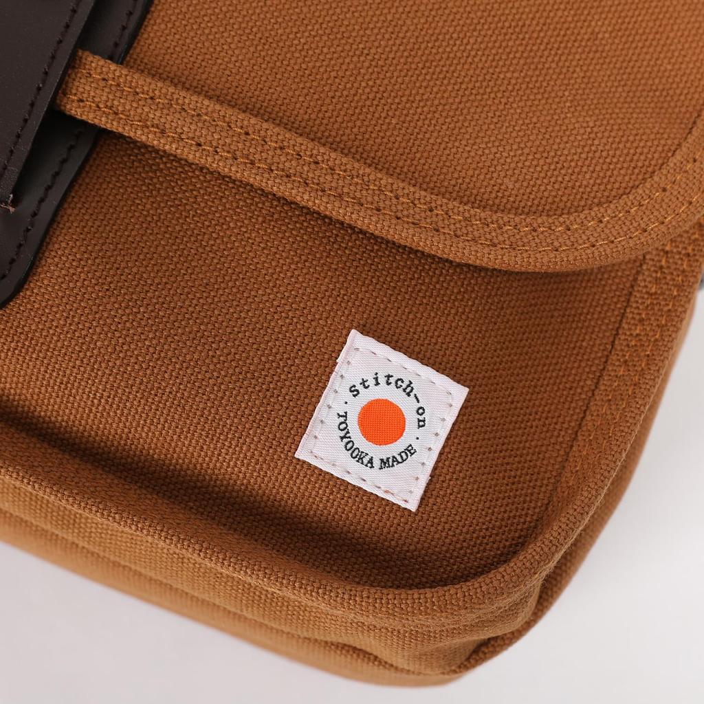 Stitch On Canvas Shoulder Bag, Horizontal Flap Shoulder Bag, Camel