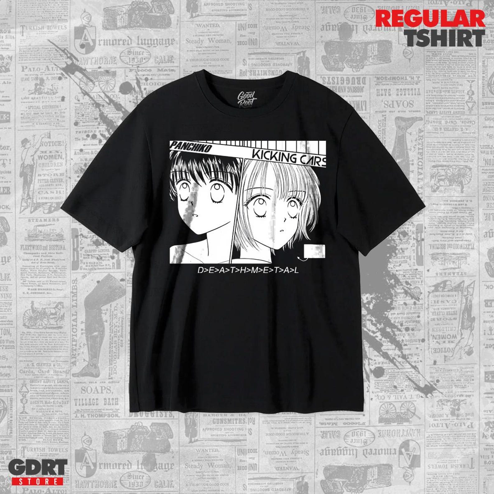 Panchiko Kicking Cars T shirt - d e a t h m e t a l Albums - Unisex Heavy Shirt L