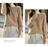 Women's Plus Size Korean Style Marled Yarn Cashmere Wool Sweater - Loose Fit, Brushed, Round Neck