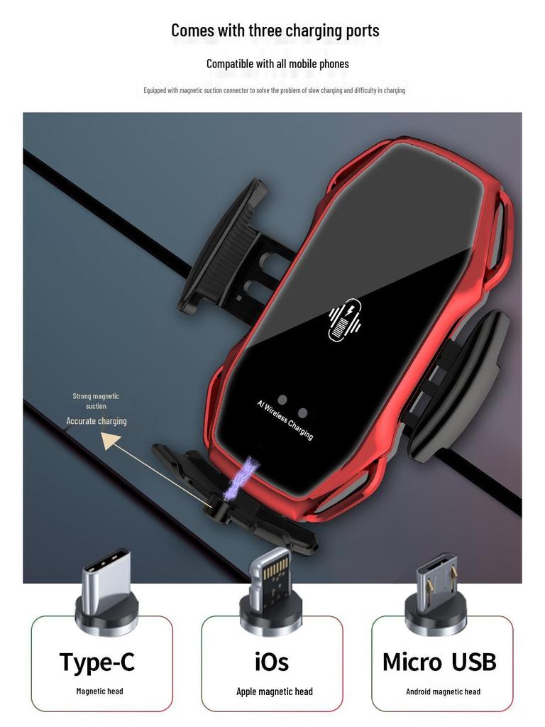 15W Wireless Car Charger Phone Holder & Navigation Mount