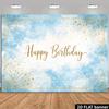 2D Elegant Watercolor Blue Happy Birthday Backdrop Banner Party Decoration