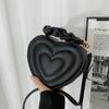 Luxury Quilted Handle Women PU Leather Shoulder Bag Fashion Heart Solid Color Crossbody Bag