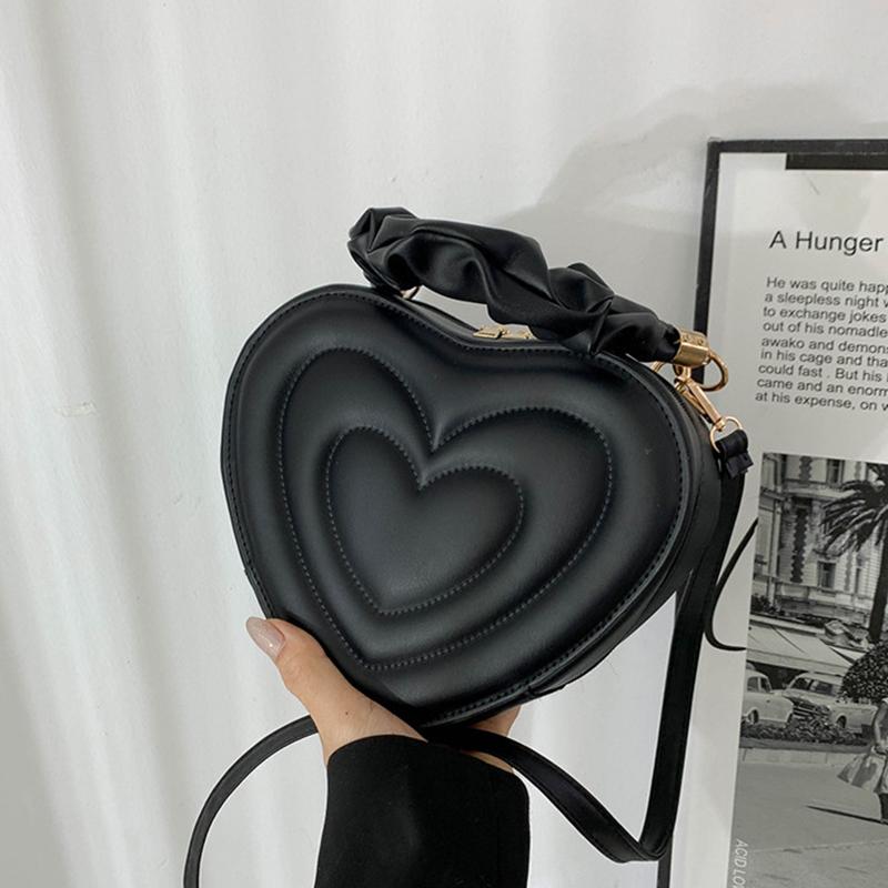 Luxury Quilted Handle Women PU Leather Shoulder Bag Fashion Heart Solid Color Crossbody Bag