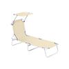 Garden Sun Lounger - - Wellness - Beige - Adjustable Sun Canopy - Foldable