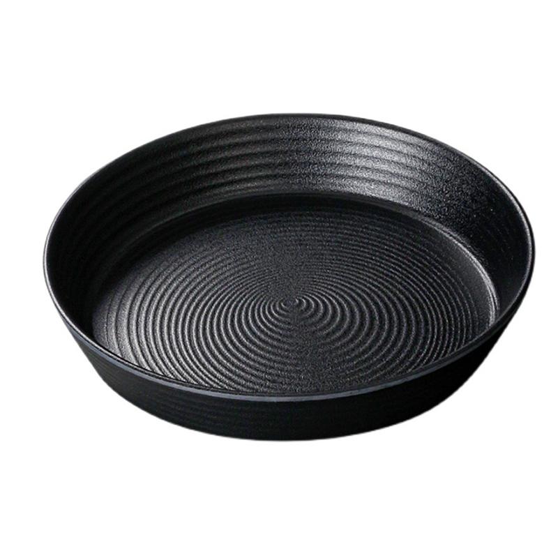 Unbreakable Dinner Plates Food Storage Tray Round Black Melamine Porcelain Barbecue Dishes Dishwasher Safe BPA Free Kitchen Tool