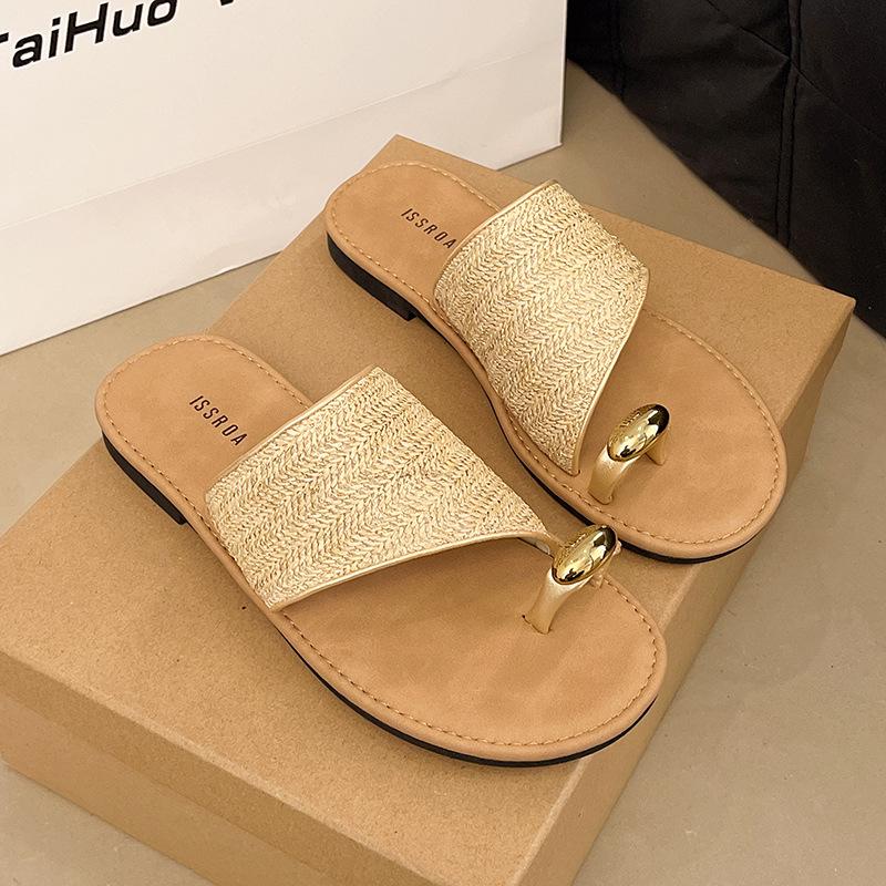 

Flat-bottomed toe slippers female 2025 new fashionable and comfortable casual drag seaside fairy style with skirt beach drag tide 35 хаки
