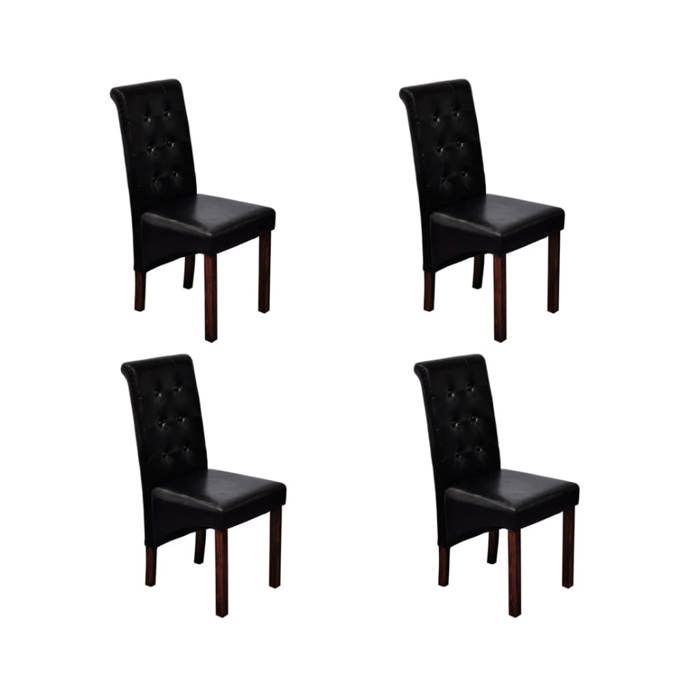 Chaise antique simili cuir noir (lot de 4) 160316