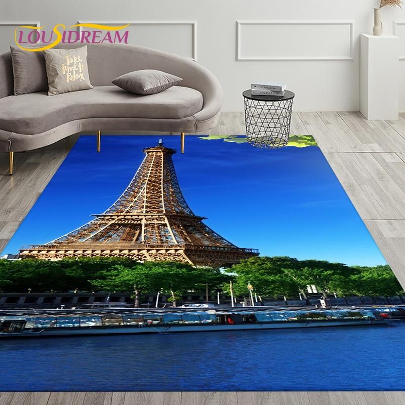 France Paris Eiffel Tower Art Area Rug,Carpet Rug for Living Room Bedroom Decoration,Kids Play Crawling Soft Non-slip Floor Mats