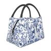 French Toile De Jouy Thermal Lunch Bag Unisex Portable Insulated Cooler Bento Tote Bag for Picnic Work Reusable Packed Lunch Box