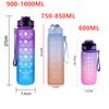 3Sizes ActiveWear Water Bottle Gradient Color Motivational Bottle with Time Marker Leak-proof Cup Gym Outside Drinkware