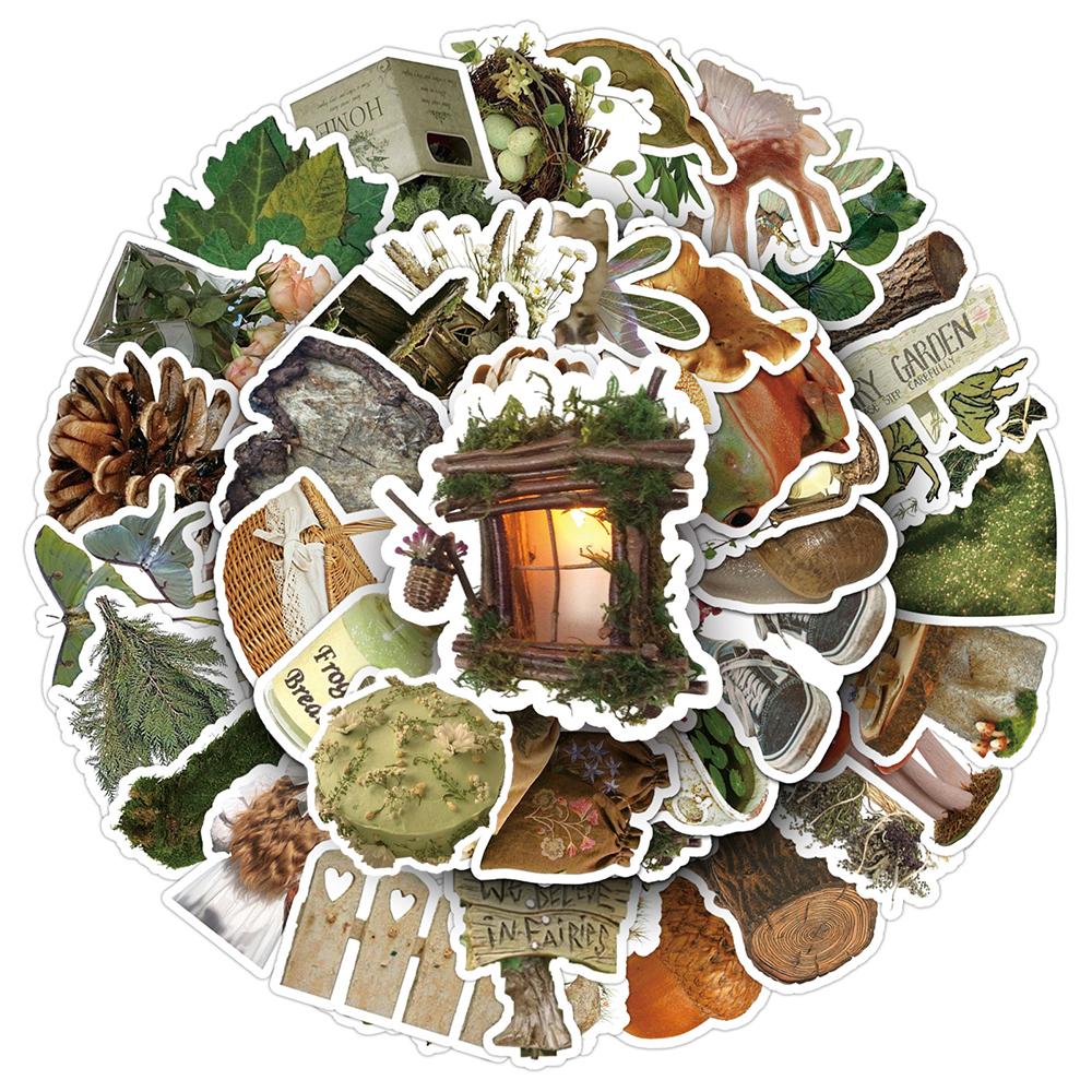 10/30/50pcs Fresh Natural Forest Plants Stickers Ins Style Graffiti Sticker Guitar Phone Water Bottle Cartoon Decals Decoration