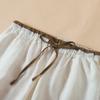 2025 summer new loose linen casual Harlan radish pants women's elastic waist solid color nine-point pants