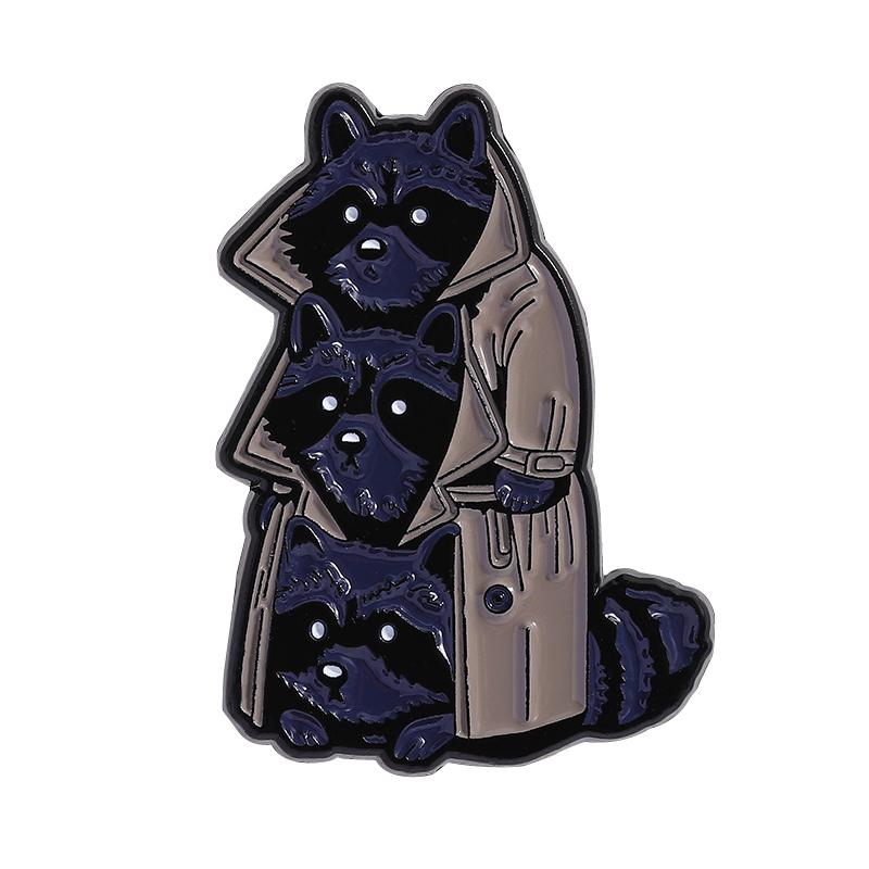 

Three Raccoons Enamel Pins Custom Cute Fox Funny Brooches Lapel Badges Clothes Animal Jewelry Gift for Friends
