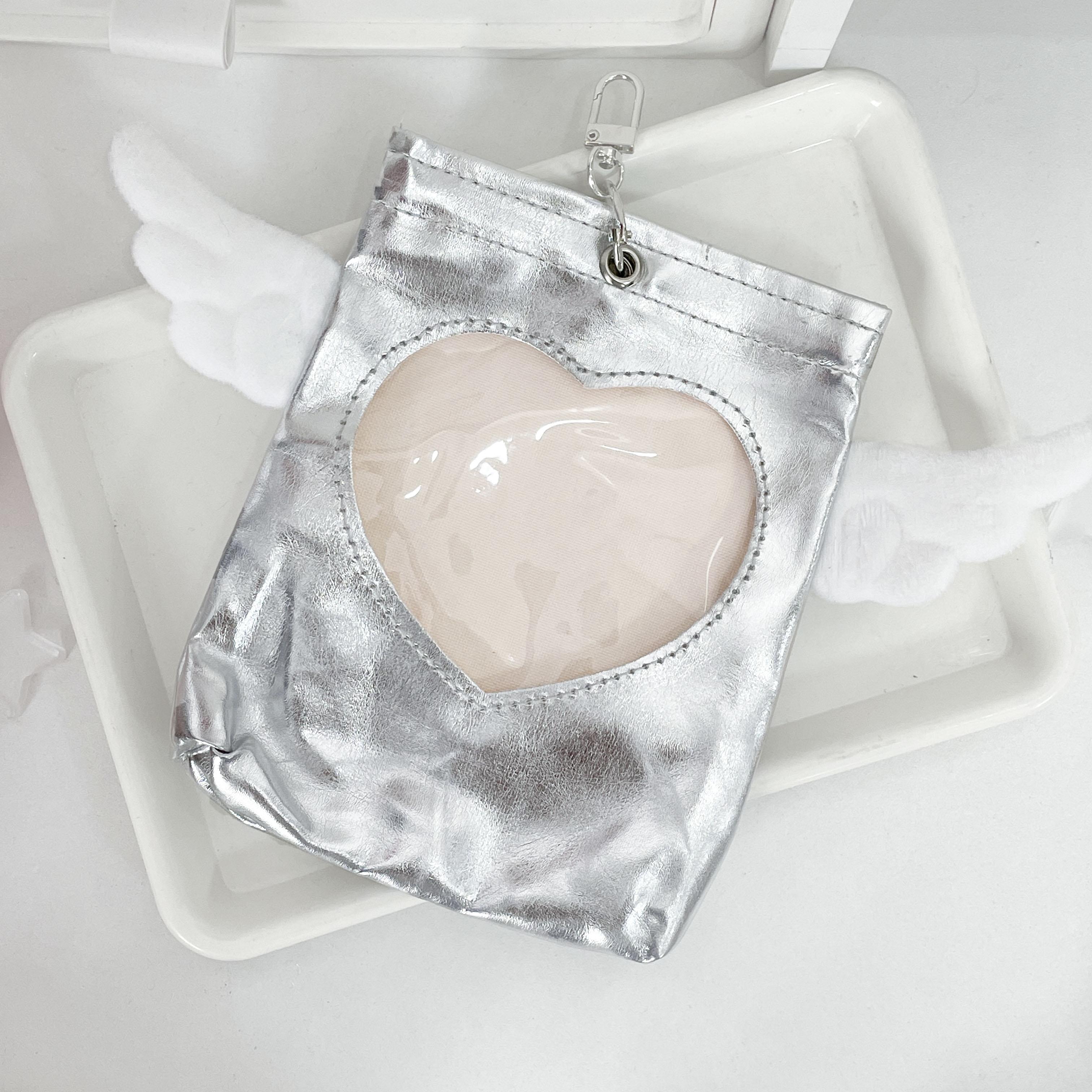 

Плюшевая кукла серии Dark Wing, сумки для хранения, защитный чехол, коробка-органайзер для кукол 10 см, сумка для уличной демонстрации с брелоком, милый подарок серебряный