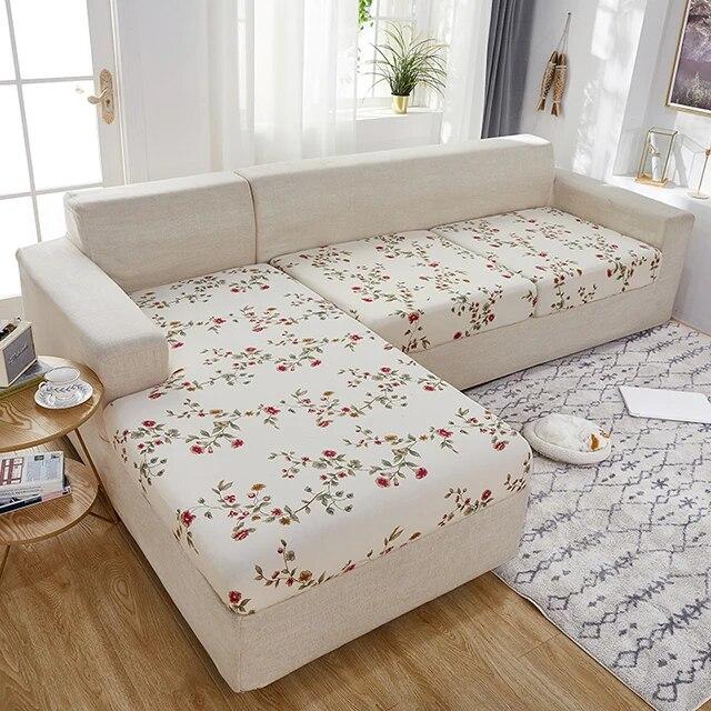 Sofa-Sitzkissenbezug für Wohnzimmer, Stretch-bedruckter Sofa-Schonbezug, L-förmiger Ecksofa-Bezug, Funda-Sofa, elastischer Couch-Bezug