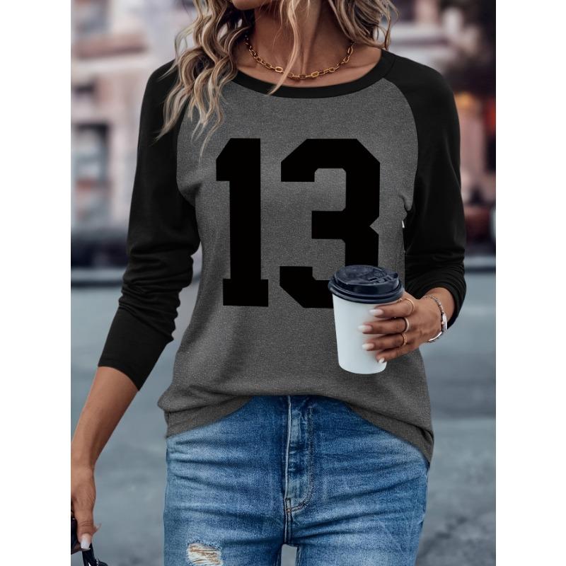 

Ladies Casual Long Sleeved T-shirt, Spring and Autumn Round Neck Top XL