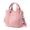 Women Small Bag with Zipper Fashion Lady Single Shoulder Portable Thickened Canvas Mobile Phone Bucket Tote Bag